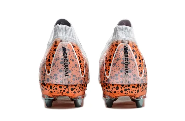 Nike Mercurial Vapor Orange White Low-Cut Knit Upper Translucent Speckled Outsole Firm-Ground Soccer Shoes 4