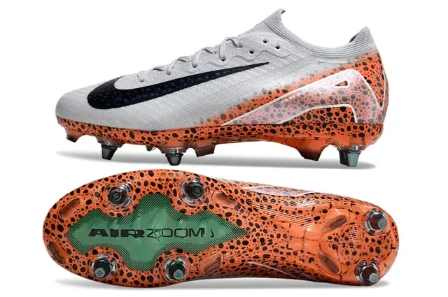 Nike Mercurial Vapor Orange White Low-Cut Knit Upper Translucent Speckled Outsole Firm-Ground Soccer Shoes 5