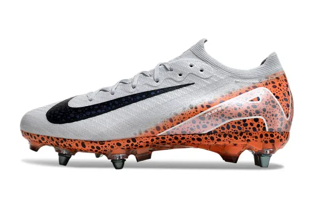 Nike Mercurial Vapor Orange White Low-Cut Knit Upper Translucent Speckled Outsole Firm-Ground Soccer Shoes 8