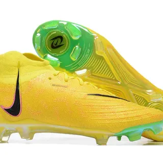 Nike Mercurial Vapor Yellow Green High-Cut Flyknit Upper Asymmetric Lacing Firm-Ground Soccer Shoes