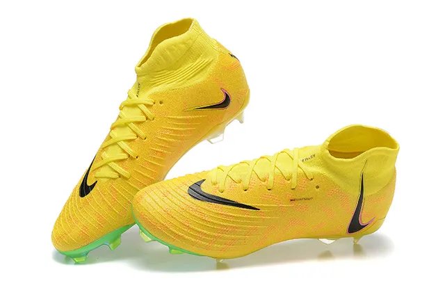 Nike Mercurial Vapor Yellow Green High-Cut Flyknit Upper Asymmetric Lacing Firm-Ground Soccer Shoes 6