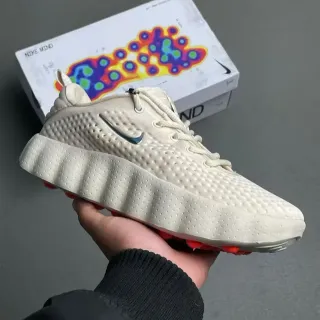 Nike Mind 002 Beige Orange Perforated Monolithic Upper Sculpted Wavy Midsole Lifestyle Sneakers