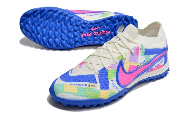 Nike Multicolor Blue Knit Upper Geometric Print Turf Soccer Shoes 3