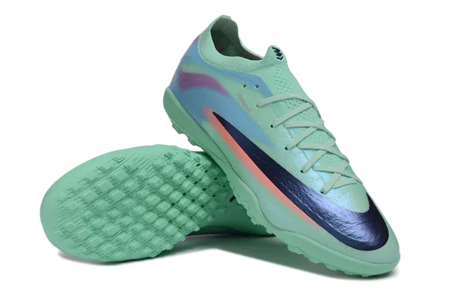 Nike Multicolor Green Low-Cut Knit Upper Iridescent Gradient Overlay Turf Soccer Shoes 3
