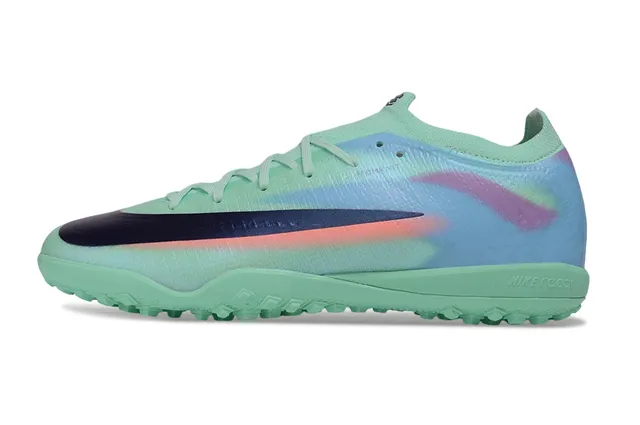 Nike Multicolor Green Low-Cut Knit Upper Iridescent Gradient Overlay Turf Soccer Shoes 8