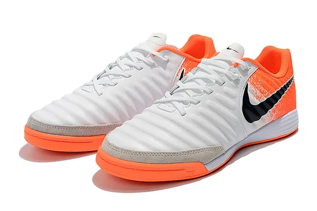Nike Tênis de futebol indoor em couro sintético Navy Gray Low-Top 11