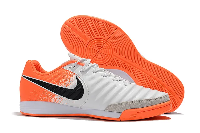Nike Tênis de futebol indoor em couro sintético Navy Gray Low-Top 12