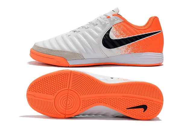 Nike Tênis de futebol indoor em couro sintético Navy Gray Low-Top 13