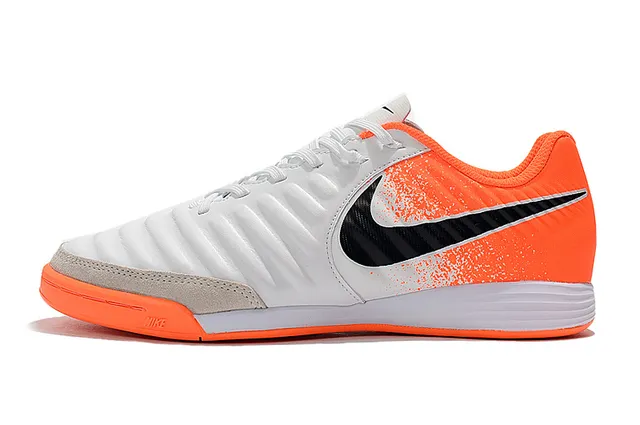 Nike Tênis de futebol indoor em couro sintético Navy Gray Low-Top 14