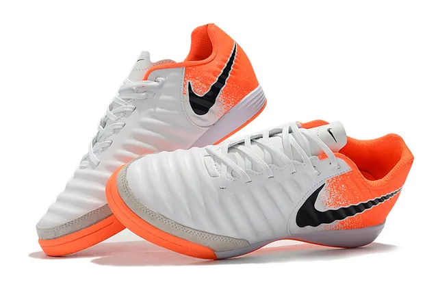 Nike Tênis de futebol indoor em couro sintético Navy Gray Low-Top 15