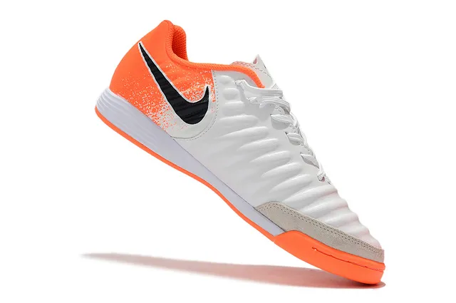 Nike Tênis de futebol indoor em couro sintético Navy Gray Low-Top 16
