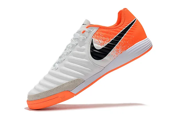Nike Tênis de futebol indoor em couro sintético Navy Gray Low-Top 17