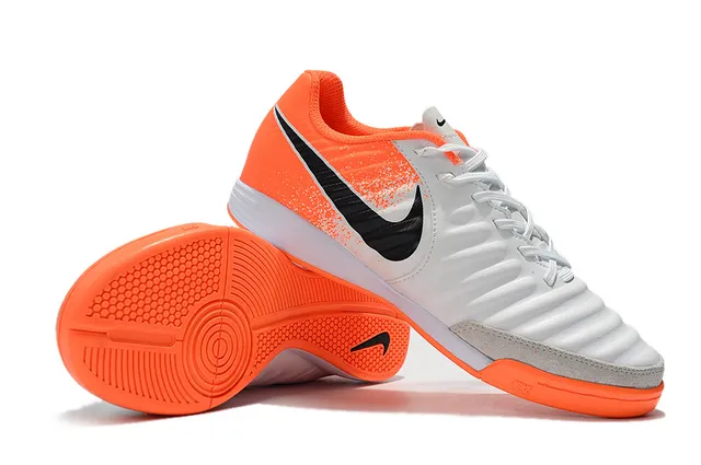 Nike Tênis de futebol indoor em couro sintético Navy Gray Low-Top 18
