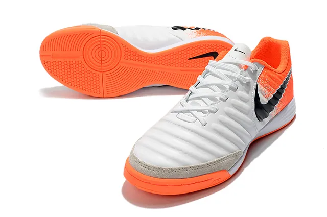 Nike Tênis de futebol indoor em couro sintético Navy Gray Low-Top 19