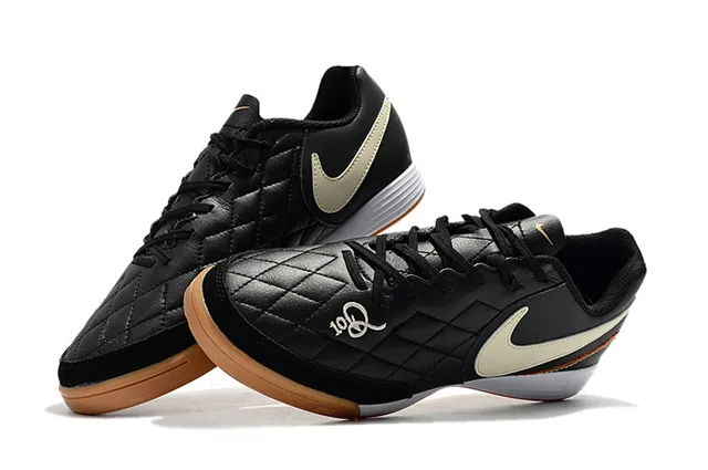 Nike Tênis de futebol indoor em couro sintético Navy Gray Low-Top 21