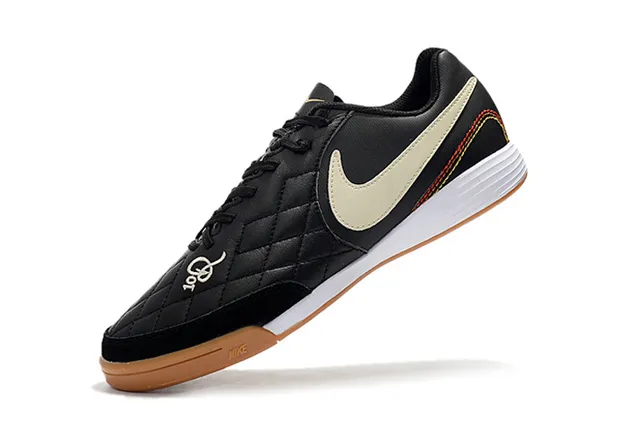 Nike Tênis de futebol indoor em couro sintético Navy Gray Low-Top 23