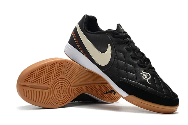 Nike Tênis de futebol indoor em couro sintético Navy Gray Low-Top 24
