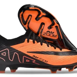 نايك برتقالي أسود Flyknit علوي Air Zoom Cushioning Firm-Ground حذاء كرة القدم