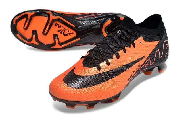نايك برتقالي أسود Flyknit علوي Air Zoom Cushioning Firm-Ground حذاء كرة القدم 3