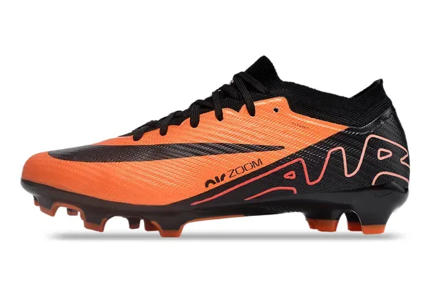 نايك برتقالي أسود Flyknit علوي Air Zoom Cushioning Firm-Ground حذاء كرة القدم 6