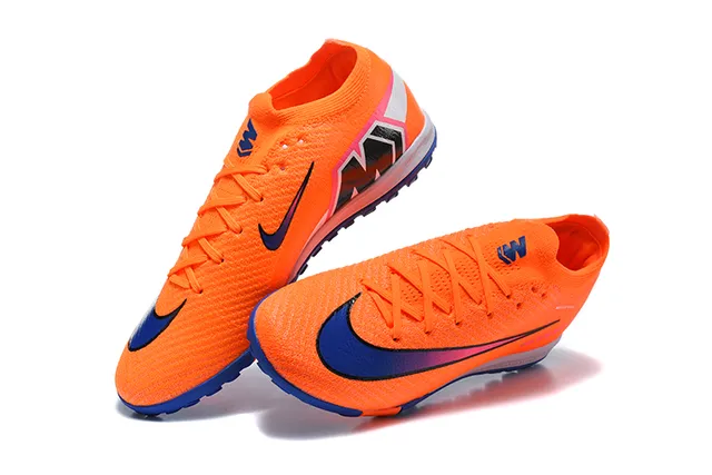 Nike Orange Blue Knit Upper Dynamic Fit Collar Turf Soccer Shoes 2