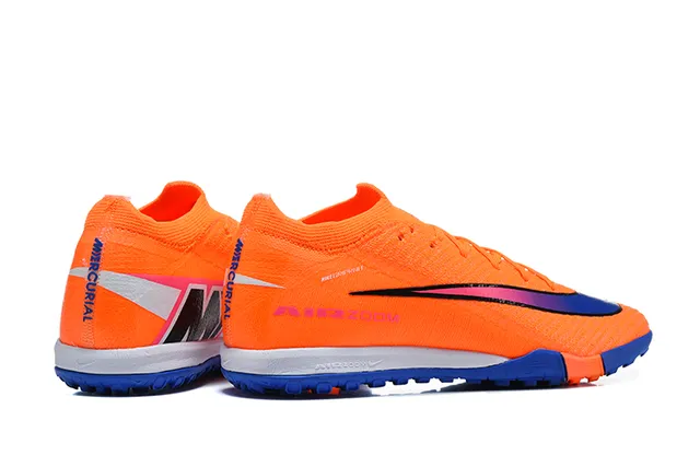 Nike Orange Blue Knit Upper Dynamic Fit Collar Turf Soccer Shoes 5