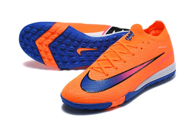 Nike Orange Blue Knit Upper Dynamic Fit Collar Turf Soccer Shoes 6