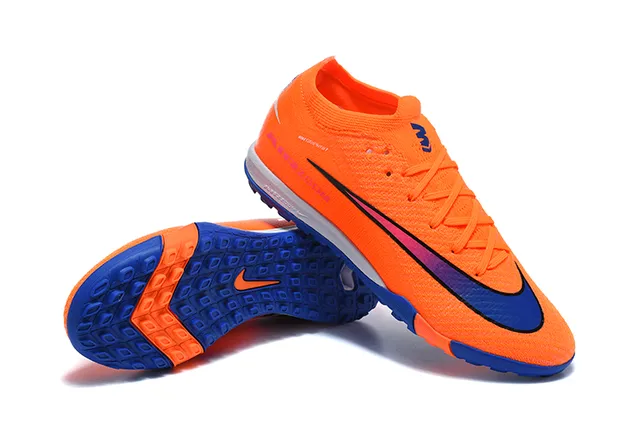 Nike Orange Blue Knit Upper Dynamic Fit Collar Turf Soccer Shoes 7