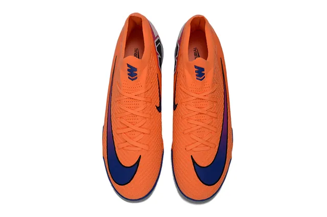 Nike Chaussures de soccer indoor à empeigne tricotée orange bleue col bas 2