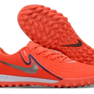 Nike Orange White Low-Cut Synthetic Upper Layered Swoosh Graphic Turf Soccer Shoes