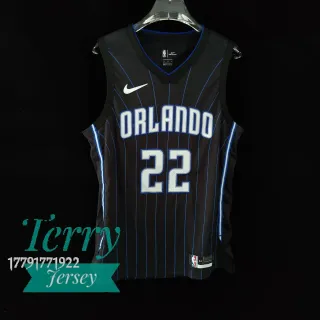 Nike Orlando Magic Black Stripe Blue Pinstripe Jersey