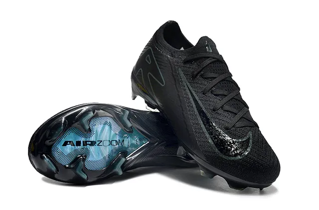 Nike Phantom GT Black Blue Knit Upper Asymmetric Lacing Firm-Ground Soccer Shoes 4