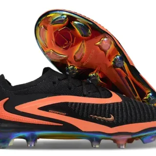 Nike Phantom GT أسود برتقالي أعلى نسيج قاعدة هولوغرافية أرض صلبة أحذية كرة القدم
