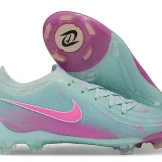 Nike Phantom GT أحذية كرة القدم أزرق وردي مع upper من Knit أسيمتريك لاسينج أرضية صلبة