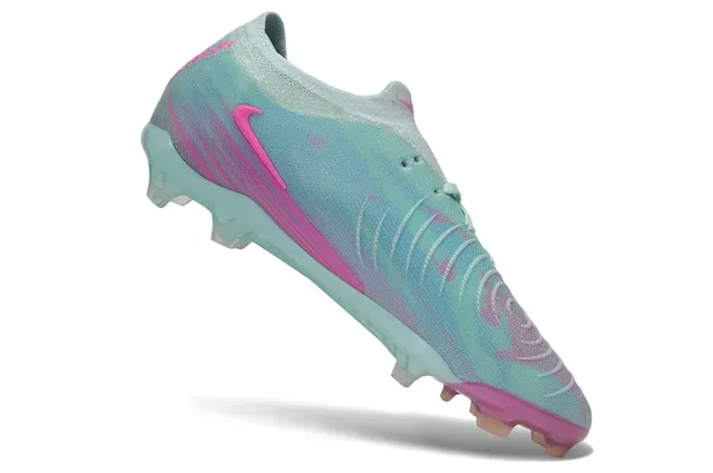 Nike Phantom GT Blue Pink Knit Upper Asymmetrical Lacing Firm-Ground Soccer Shoes 2