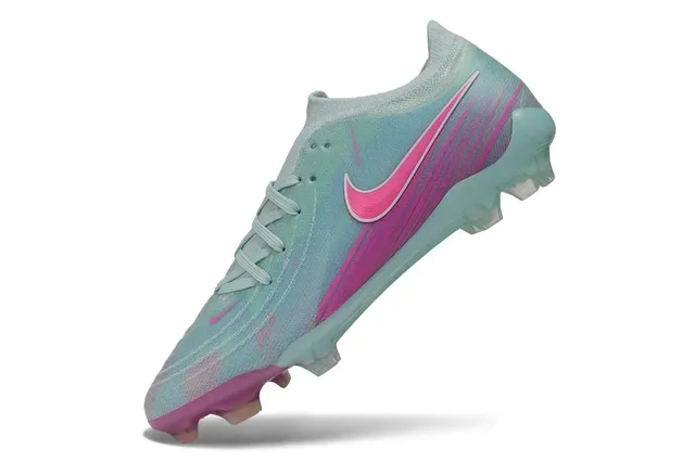 Nike Phantom GT Blue Pink Knit Upper Asymmetrical Lacing Firm-Ground Soccer Shoes 3