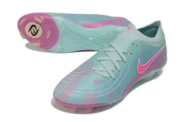 Nike Phantom GT Blue Pink Knit Upper Asymmetrical Lacing Firm-Ground Soccer Shoes 4