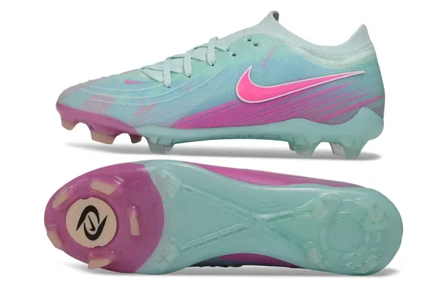 Nike Phantom GT Blue Pink Knit Upper Asymmetrical Lacing Firm-Ground Soccer Shoes 6