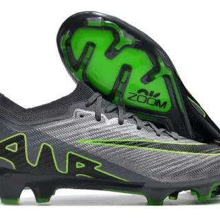 Nike Phantom GT Gray Green Knit Sock-Fit Upper Neon Accent Stitching Firm-Ground Soccer Shoes