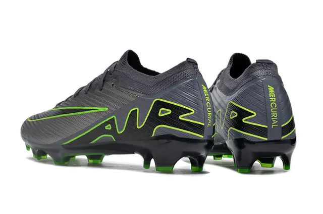 Nike Phantom GT Gray Green Knit Sock-Fit Upper Neon Accent Stitching Firm-Ground Soccer Shoes 4