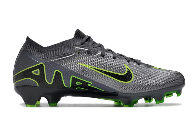 Nike Phantom GT Gray Green Knit Sock-Fit Upper Neon Accent Stitching Firm-Ground Soccer Shoes 5