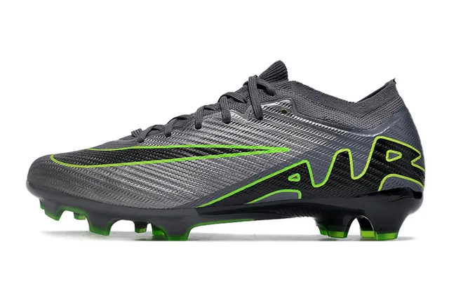 Nike Phantom GT Gray Green Knit Sock-Fit Upper Neon Accent Stitching Firm-Ground Soccer Shoes 6