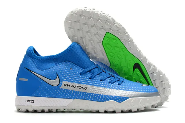 Nike Phantom GT Vert Bleu Collet Ajusté à la Chaussette Tissu Mesh Supérieur Engineered Chaussures de Football pour Pelouse 17