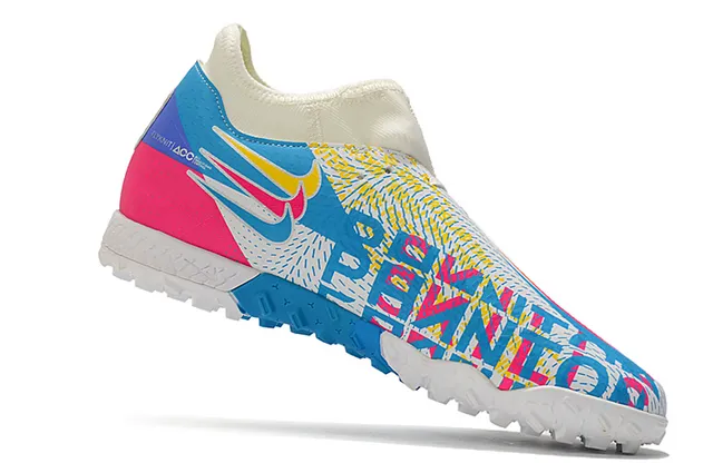 Nike Phantom GT Vert Bleu Collet Ajusté à la Chaussette Tissu Mesh Supérieur Engineered Chaussures de Football pour Pelouse 21