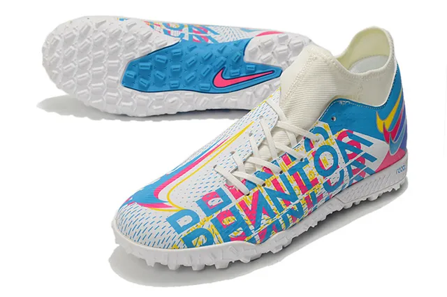 Nike Phantom GT Vert Bleu Collet Ajusté à la Chaussette Tissu Mesh Supérieur Engineered Chaussures de Football pour Pelouse 24