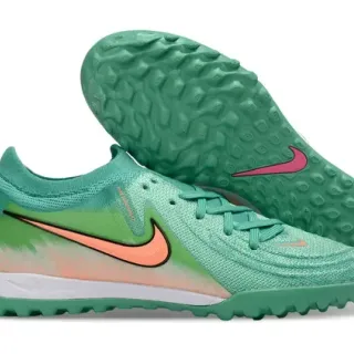Nike Phantom GT Verde Naranja Upper de Tejido Bloqueo de Color Gradiente Zapatos de Fútbol Turf