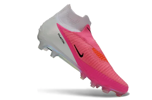 Nike Phantom GT Pink White Sock-Fit Knit Upper Iridescent Heel Counter Firm-Ground Soccer Shoes 12