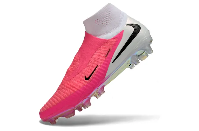 Nike Phantom GT Pink White Sock-Fit Knit Upper Iridescent Heel Counter Firm-Ground Soccer Shoes 13