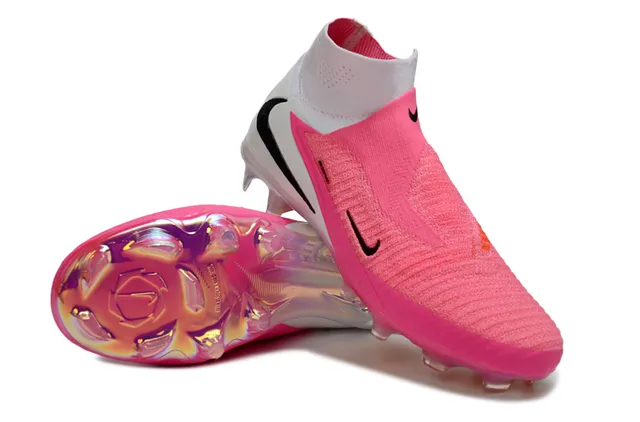 Nike Phantom GT Pink White Sock-Fit Knit Upper Iridescent Heel Counter Firm-Ground Soccer Shoes 14