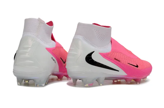 Nike Phantom GT Pink White Sock-Fit Knit Upper Iridescent Heel Counter Firm-Ground Soccer Shoes 16